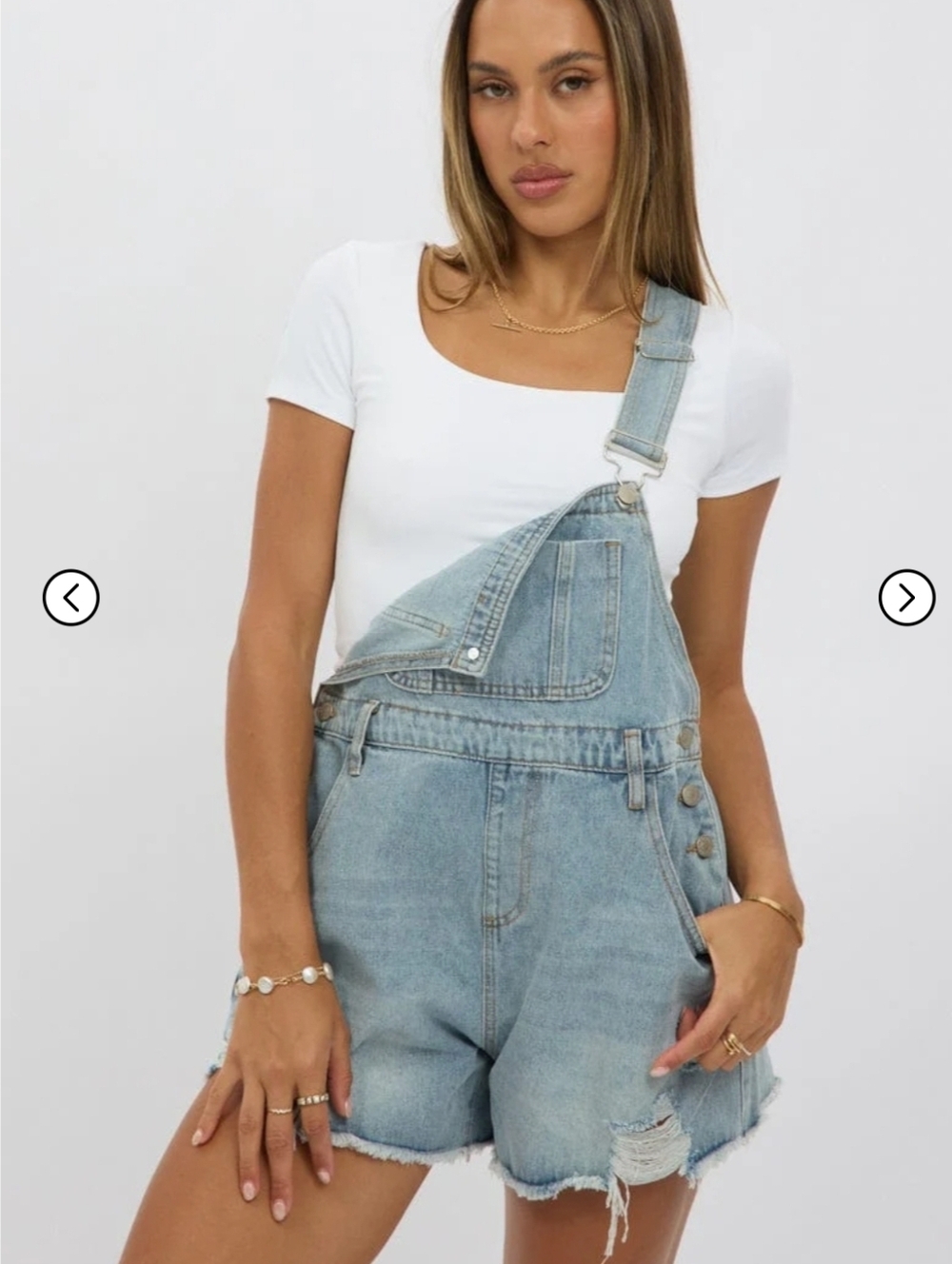 AUS StndrdDenim Light Wash Denim Short Overalls